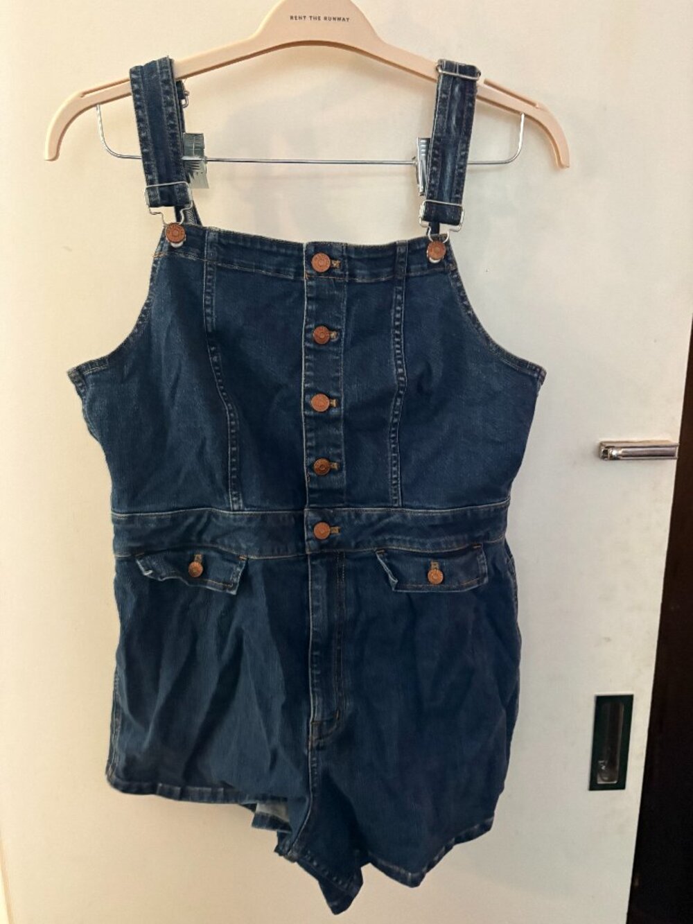 Madewell Denim Overall Shorts Shortalls Button Front Size L